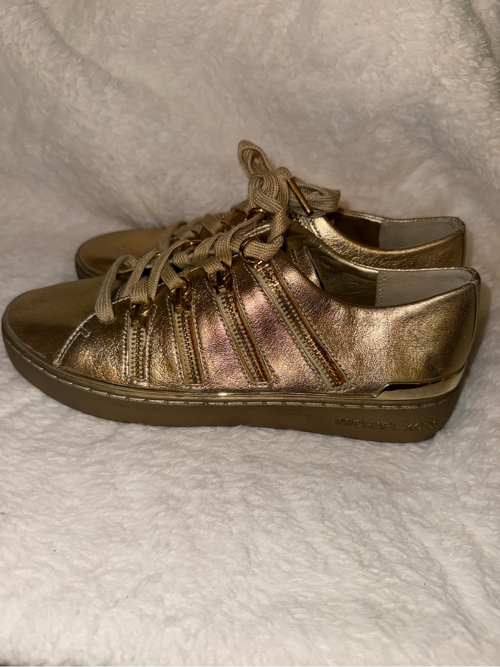 Michael Kors Metallic Gold Low-Top Lace-Up Sneakers